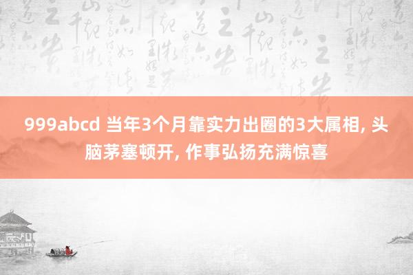 999abcd 当年3个月靠实力出圈的3大属相， 头脑茅塞顿开， 作事弘扬充满惊喜