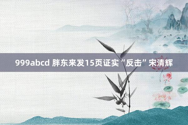 999abcd 胖东来发15页证实“反击”宋清辉